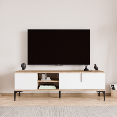 Tarz (FULL BEYAZ) , 180 Cm Tv Ünitesi , Tv Sehpası ,raflı Tv Ünitesi Konsol, Ekonomik Tv Ünitesi