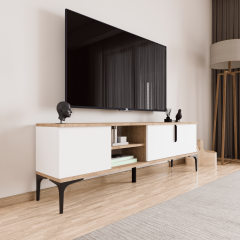 Tarz (FULL BEYAZ) , 180 Cm Tv Ünitesi , Tv Sehpası ,raflı Tv Ünitesi Konsol, Ekonomik Tv Ünitesi