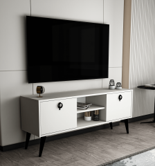 Kaya Tv Ünitesi 140 Cm 2 Kapaklı Tv Sehpası, Ekonomik Tv Sehpası, Ortası Raflı