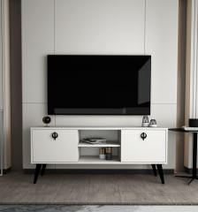 Kaya Tv Ünitesi 140 Cm 2 Kapaklı Tv Sehpası, Ekonomik Tv Sehpası, Ortası Raflı