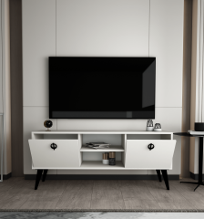 Kaya Tv Ünitesi 140 Cm 2 Kapaklı Tv Sehpası, Ekonomik Tv Sehpası, Ortası Raflı