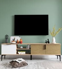 Tarz (Beyaz-yunus), 180 Cm Tv Ünitesi, Tv Sehpası, Raflı Tv Ünitesi Konsol, Modern Tv Ünitesi