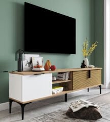 Tarz (Beyaz-yunus), 180 Cm Tv Ünitesi, Tv Sehpası, Raflı Tv Ünitesi Konsol, Modern Tv Ünitesi