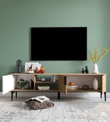 Tarz (Beyaz-yunus), 180 Cm Tv Ünitesi, Tv Sehpası, Raflı Tv Ünitesi Konsol, Modern Tv Ünitesi