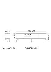 Tarz (Beyaz-yunus), 180 Cm Tv Ünitesi, Tv Sehpası, Raflı Tv Ünitesi Konsol, Modern Tv Ünitesi
