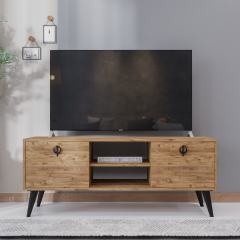Kaya Tv Ünitesi 140 Cm 2 Kapaklı Tv Sehpası, Ekonomik Tv Sehpası, Ortası Raflı