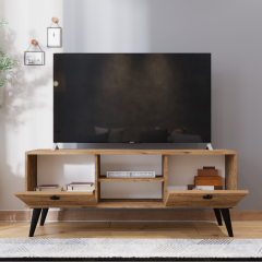 Kaya Tv Ünitesi 140 Cm 2 Kapaklı Tv Sehpası, Ekonomik Tv Sehpası, Ortası Raflı