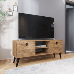 Kaya Tv Ünitesi 140 Cm 2 Kapaklı Tv Sehpası, Ekonomik Tv Sehpası, Ortası Raflı