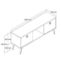 Kaya Tv Ünitesi 140 Cm 2 Kapaklı Tv Sehpası, Ekonomik Tv Sehpası, Ortası Raflı