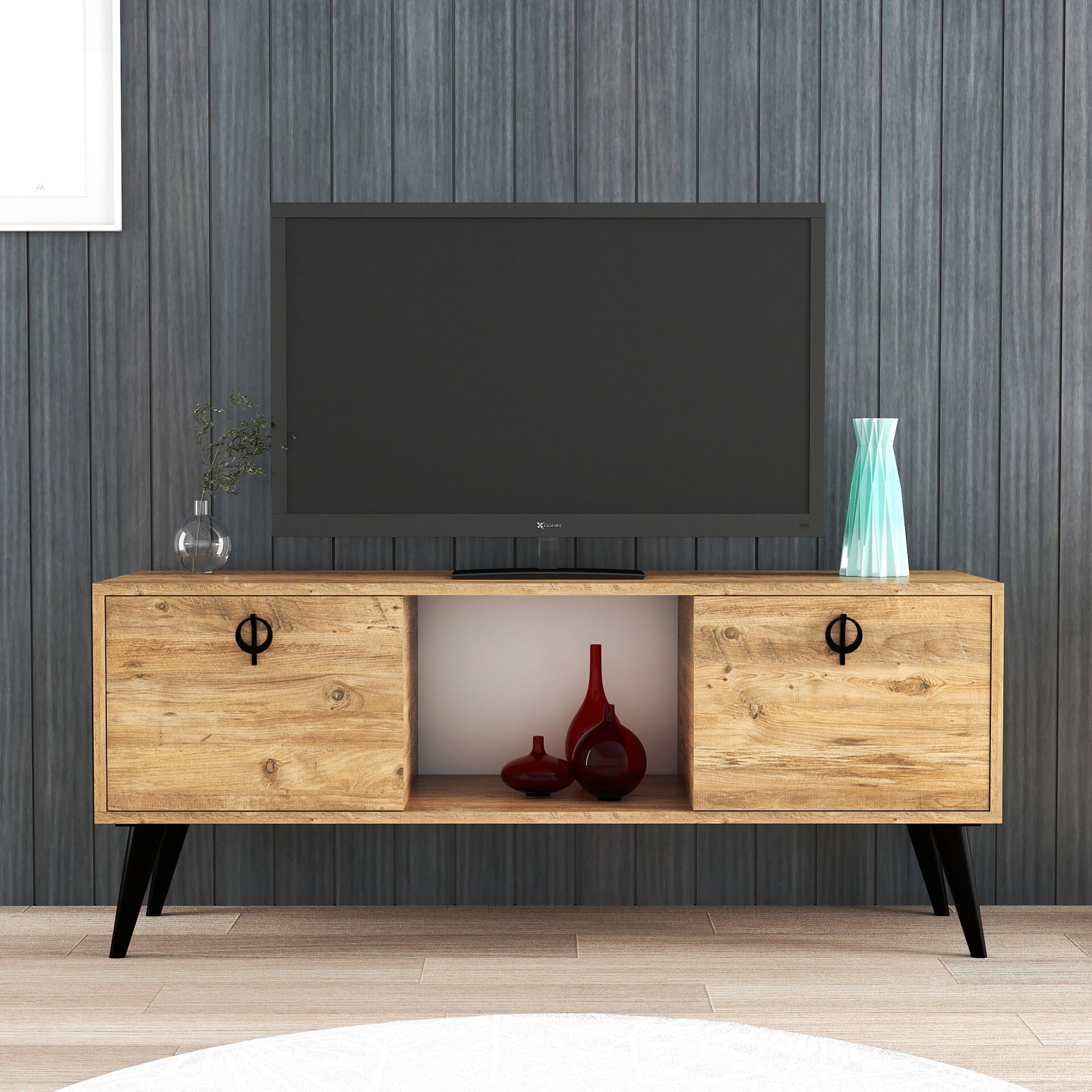 Force Tv Ünitesi Atlantik Çam 140 Cm, Ekonomik Ünite, Modüler Tv Ünitesi