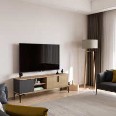 Tarz Antrasit-yunus, 150 Cm Tv Ünitesi , Tv Sehpası ,raflı Tv Ünitesi Konsol