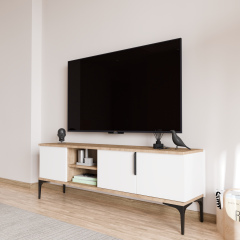 Tarz (FULL BEYAZ) , 150 Cm Tv Ünitesi , Tv Sehpası ,raflı Tv Ünitesi Konsol, Ekonomik Tv Ünitesi
