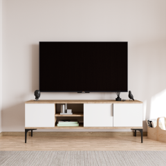 Tarz (FULL BEYAZ) , 150 Cm Tv Ünitesi , Tv Sehpası ,raflı Tv Ünitesi Konsol, Ekonomik Tv Ünitesi