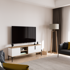 Tarz (FULL BEYAZ) , 150 Cm Tv Ünitesi , Tv Sehpası ,raflı Tv Ünitesi Konsol, Ekonomik Tv Ünitesi