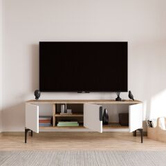 Tarz (FULL BEYAZ) , 150 Cm Tv Ünitesi , Tv Sehpası ,raflı Tv Ünitesi Konsol, Ekonomik Tv Ünitesi