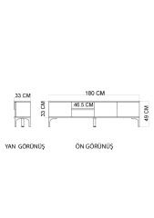 Mobilya Tarz Tv Ünitesi , Raflı Tv Sehpası , 180 Cm Tv Ünitesi Konsol ( Beyaz-antrasit)
