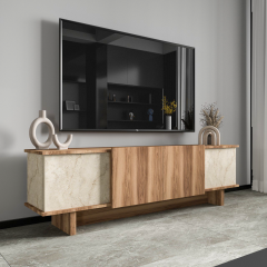 Diana 180 Cm Tv Ünitesi, Ceviz-mermer Desenli Tv Ünitesi, Modüler Ünite, Ekonomik Tv Ünitesi