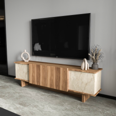 Diana 180 Cm Tv Ünitesi, Ceviz-mermer Desenli Tv Ünitesi, Modüler Ünite, Ekonomik Tv Ünitesi