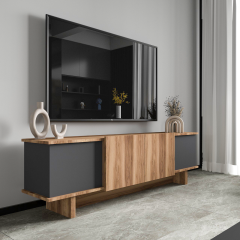 Diana 180 Cm Tv Ünitesi , Ceviz- Antrasit Tv Ünitesi, Modern Tv Ünitesi, Ekonomik Ünite