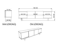 Diana 180 Cm Tv Ünitesi , Ceviz- Antrasit Tv Ünitesi, Modern Tv Ünitesi, Ekonomik Ünite