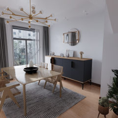 Mobilya Tarz Konsol 4 Kapaklı, Raflı , 180 Cm , Yemek Odası , Ofis, Salon Ünite (BEYAZ-ANTRASİT)