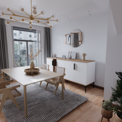 Mobilya Tarz Beyaz Konsol 4 Kapaklı, Raflı , 180 Cm , Yemek Odası , Ofis, Salon Ünite (FULL BEYAZ)