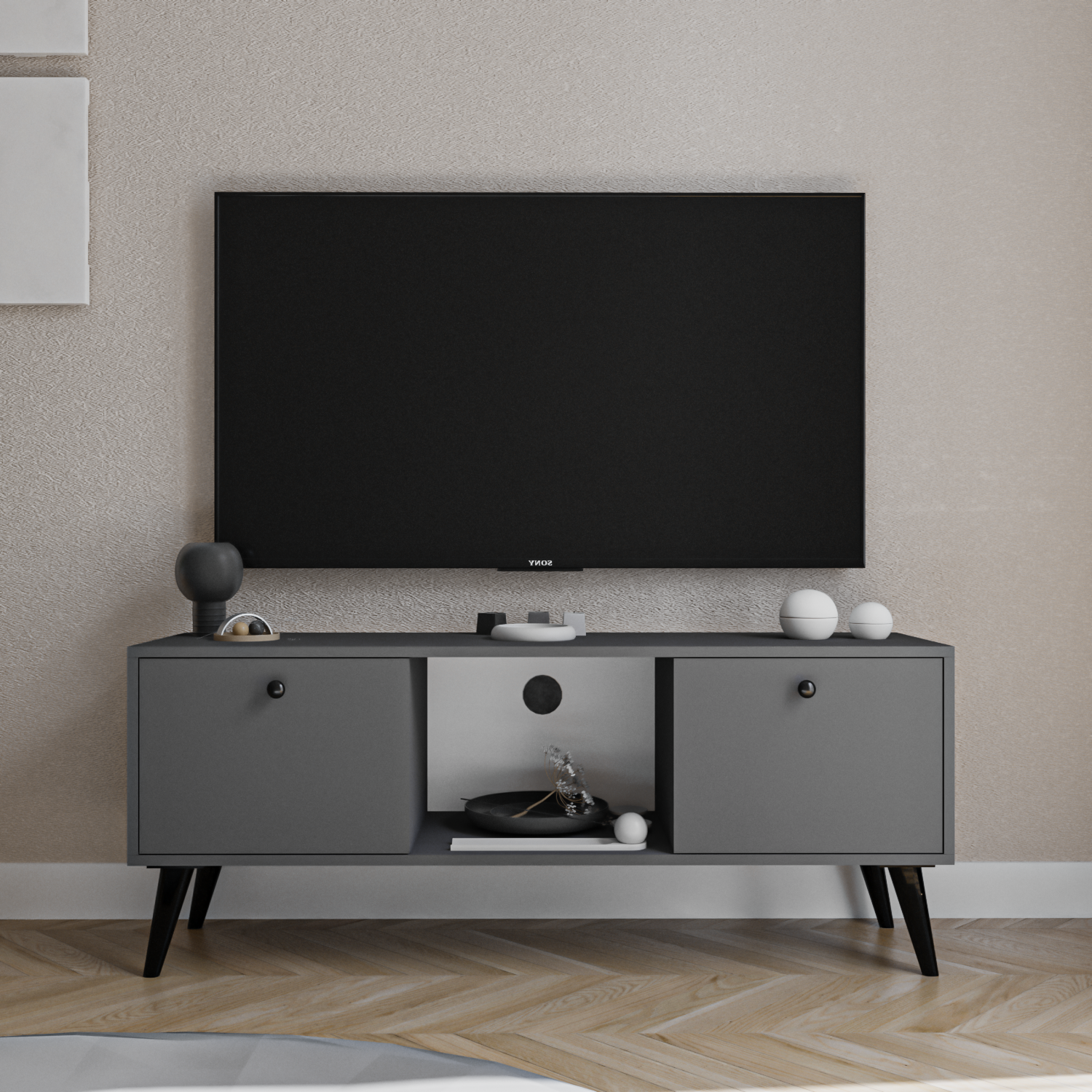 Force Tv Ünitesi 140 Cm , Antrasit , Tv Sehpası, Ekonomik Tv Ünitesi, Modüler Ünite