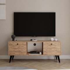 Force Tv Ünitesi Atlantik Çam 140 Cm, Ekonomik Ünite, Modüler Tv Ünitesi