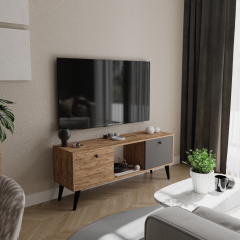 Force Tv Ünitesi Atlantik Çam Antrasit Televizyon Konsolu 140 Cm Ekonomik Modül Sehpa