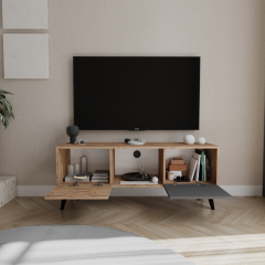 Force Tv Ünitesi Atlantik Çam Antrasit Televizyon Konsolu 140 Cm Ekonomik Modül Sehpa