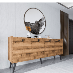 Kaya Konsol Atlantik Çam Mermer Desenli 180 Cm Yemek Odası Ofis Salon Ünite, Ekonomik Konsol