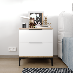 Aden 2 Çekmeceli Beyaz Komodin, Ekonomik Komodin, Modüler Komodin