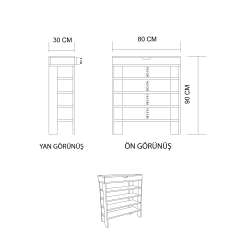 Royal Ayakkabılık , 4 Bölmeli , Saklama Gözlü , Atlantik Çam Ayakkabılık, Ekonomik Ayakkabılık