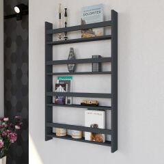 Nordik Duvar Rafı Antrasit, Dekoratif Duvar Rafı, Çok Amaçlı Raf, Kitap Rafı, Aksesuar Rafı