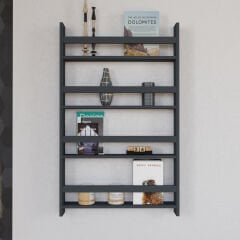 Nordik Duvar Rafı Antrasit, Dekoratif Duvar Rafı, Çok Amaçlı Raf, Kitap Rafı, Aksesuar Rafı