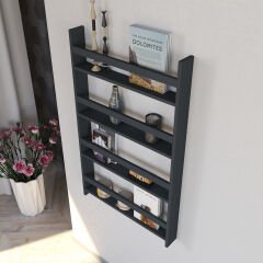 Nordik Duvar Rafı Antrasit, Dekoratif Duvar Rafı, Çok Amaçlı Raf, Kitap Rafı, Aksesuar Rafı
