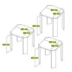 Azra Traverten Zigon Sehpa Yan Sehpa 3'lü Sehpa, Ekonomik Sehpa, Modüler Sehpa, Modern Sehpa