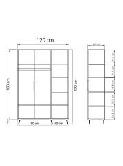 Aden 3 Kapılı Elbise Dolabı Full Beyaz