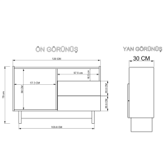 120 CM KONSOL, ÇOK AMAÇLI, TV KONSOLU, KAHVE KÖŞESİ, KİLER, MUTFAK DOLABI