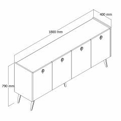 Kaya Konsol Atlantik Çam , Mermer Desenli 180 Cm Konsol
