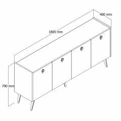 Kaya Konsol Atlantik Çam , Mermer Desenli 180 Cm Konsol