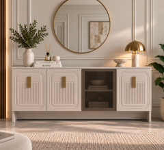 Favori 4 Kapaklı Konsol Membran MDF Konsol Temperli Cam Konsol 180 cm Çok Amaçlı Salon