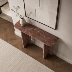 Eylül Vişne Mermer Dresuar 120 cm – Modern Dekoratif Antre ve Salon Konsolu